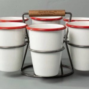 Hearth & Hand Magnolia 7pc 18oz Drink Caddy Set Red & White